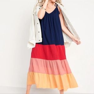 Sleeveless Tasseled Color-Block All-Day Maxi Swing Dress for Women